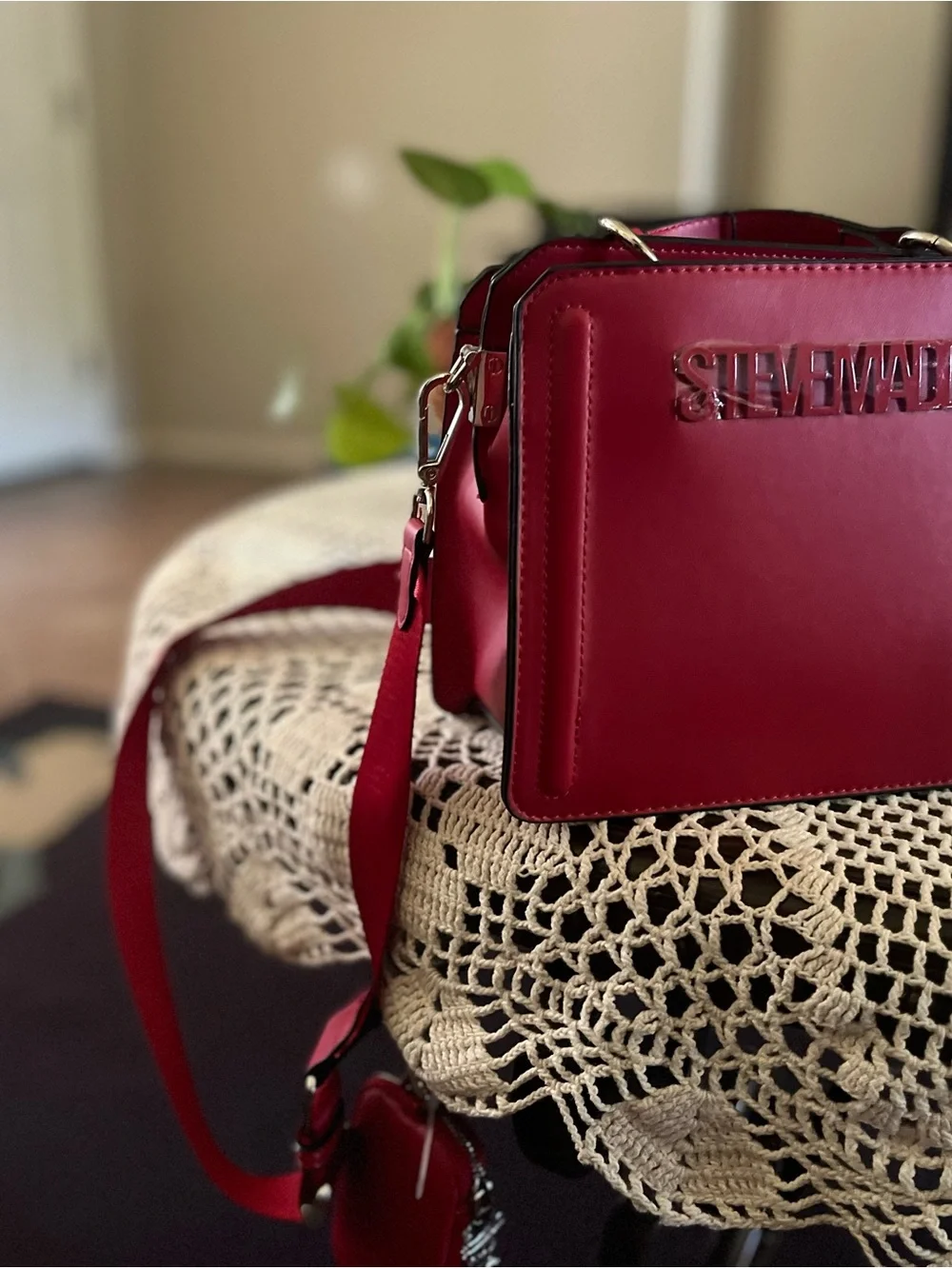 Steve Madden Deep Red Boxy Crossbody Bag